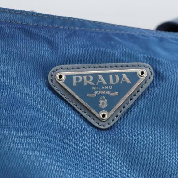 PRADA Tote Bag Nylon Blue Silver Auth 97436 - Picture 14 of 16